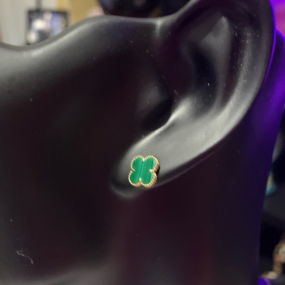 18k Solid Gold Clover 3-1 Set - Green - Picture 7 of 10